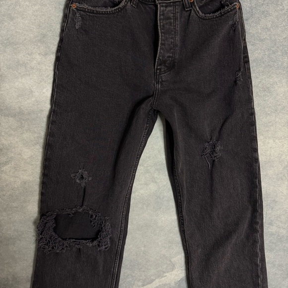 Abercrombie & Fitch Womens Jeans The Dad High Rise Size 26/2 Black Distressed - Picture 14 of 16